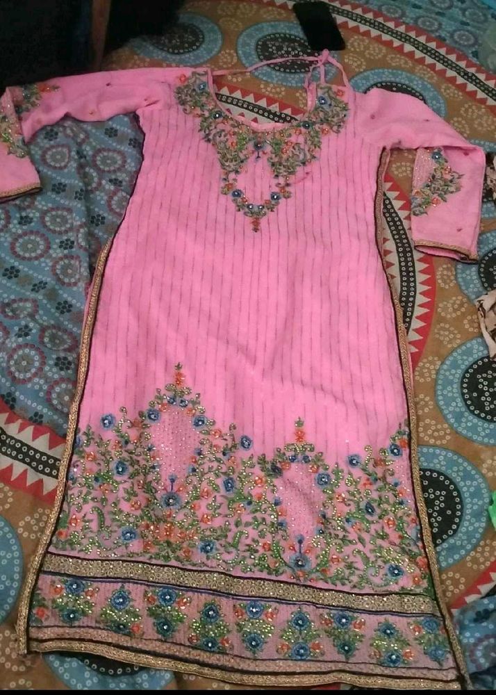 Pink Embroidered Kurta