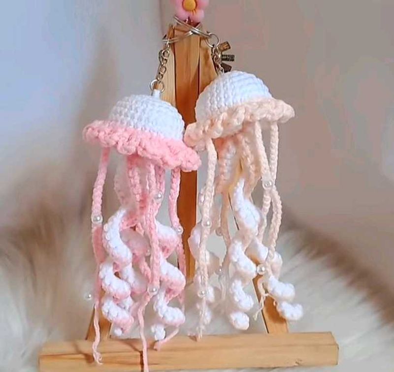 Crochet Jellyfish Keychain