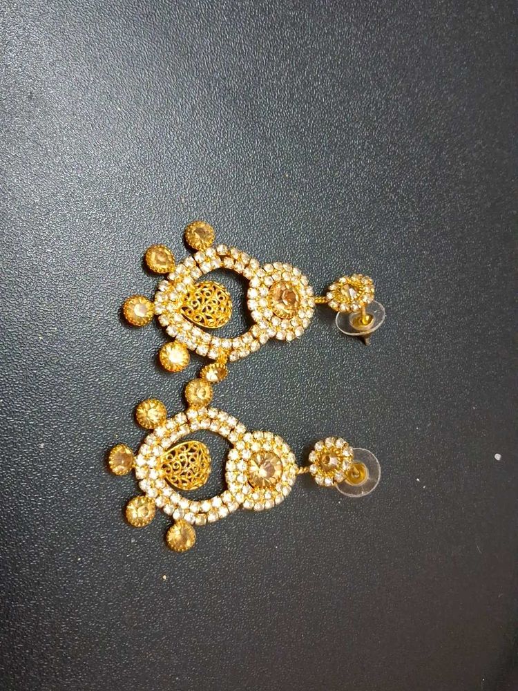 Stoned Golden Earrings
