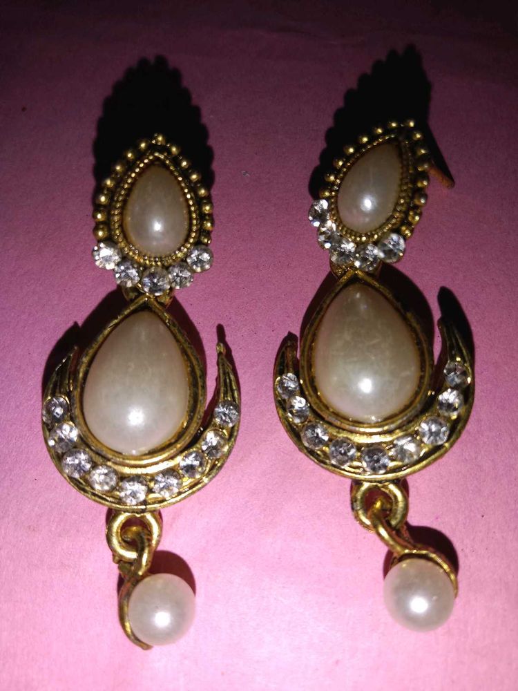 Pearl Drop Earrings and beautiful moon clip