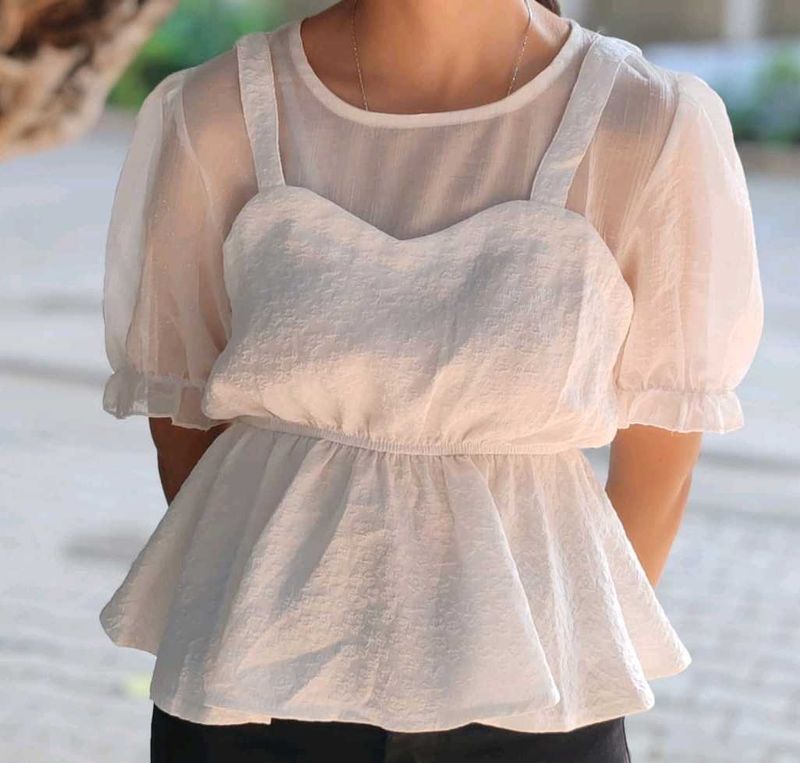 Chic White Peplum Top