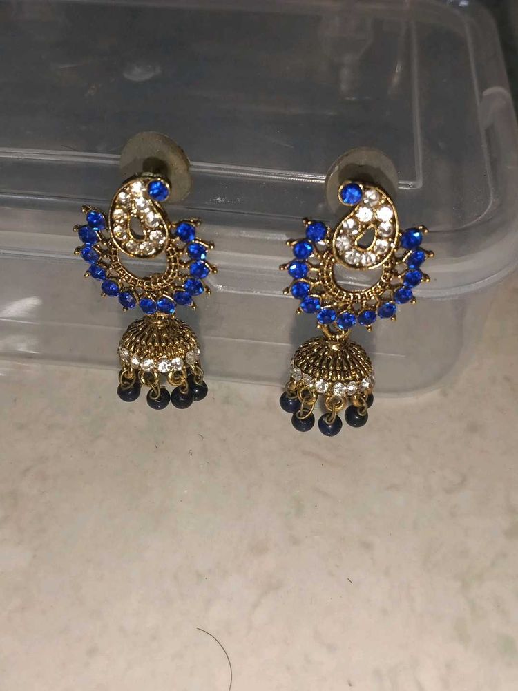 Blue Jhumka Earrings