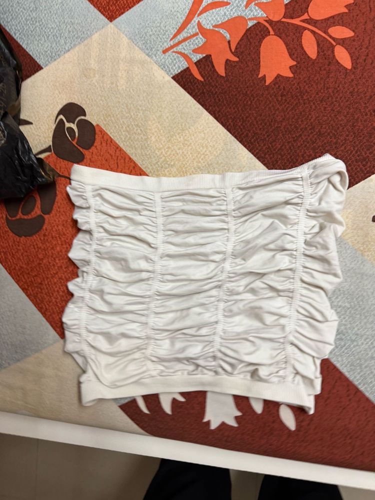 Ruched White Bandeau Skirt