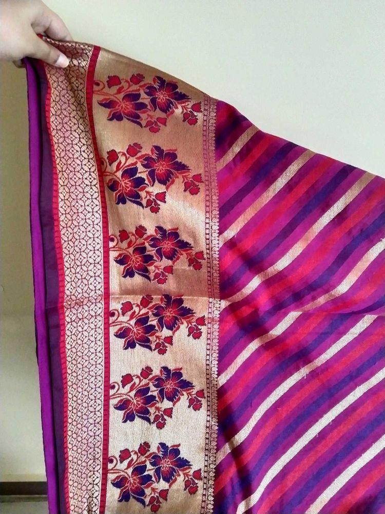 Green &amp; Purple Floral Saree