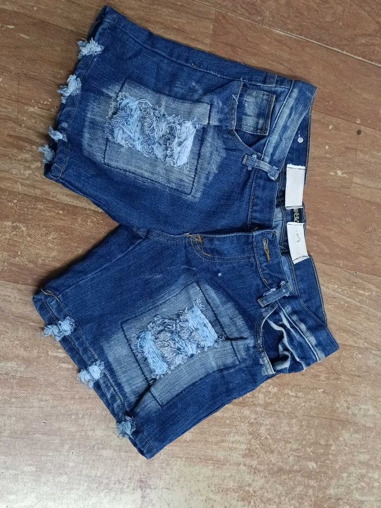 Distressed Denim Shorts