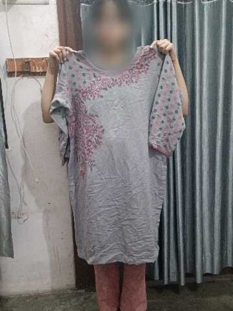 Elegant Grey Printed Kurta