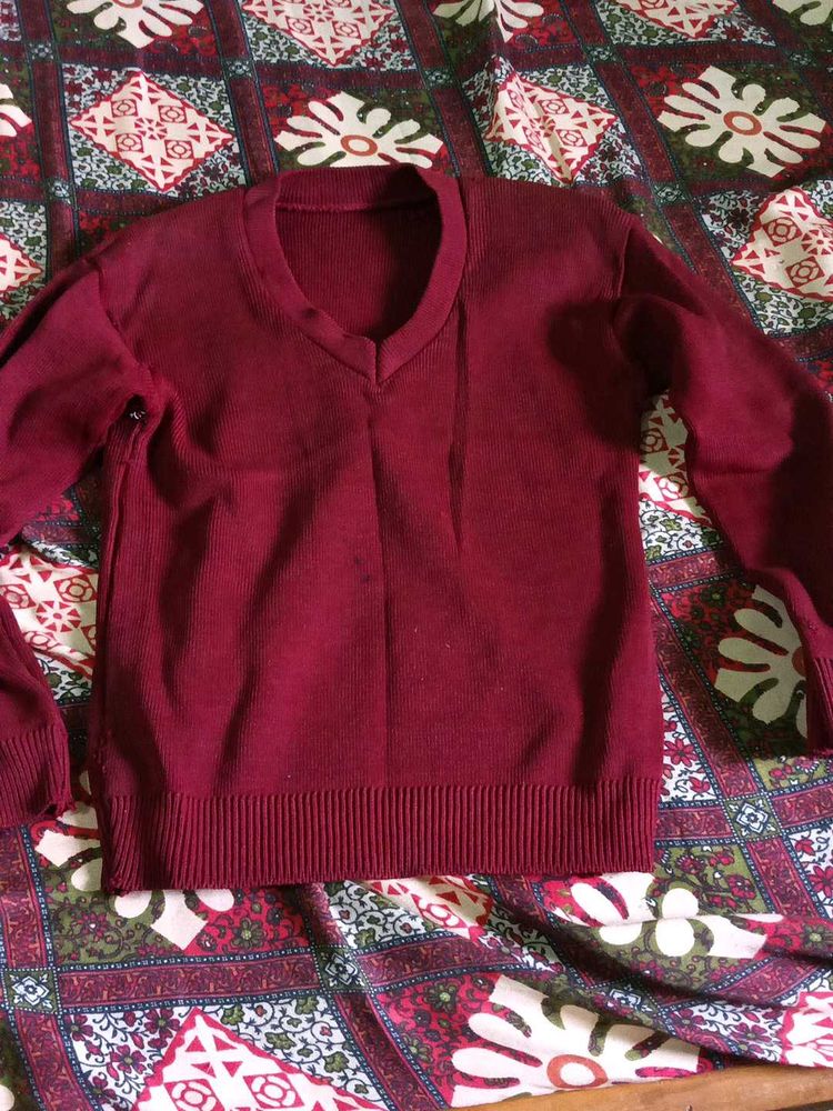 Burgundy V-Neck Sweater