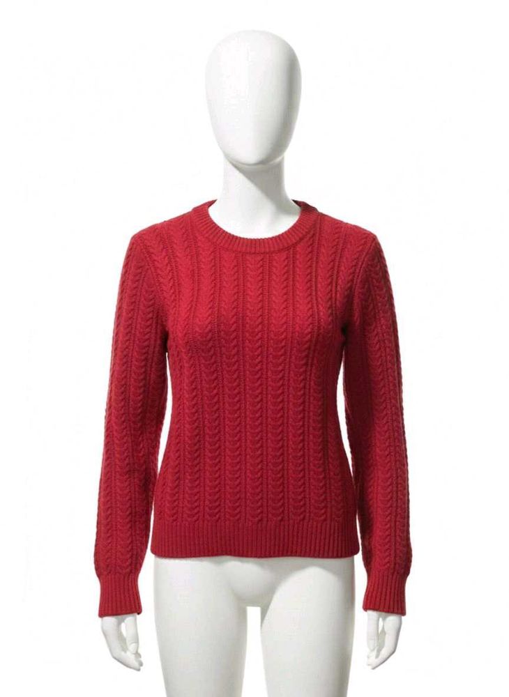 Red Cable Knit Pullover Sweater