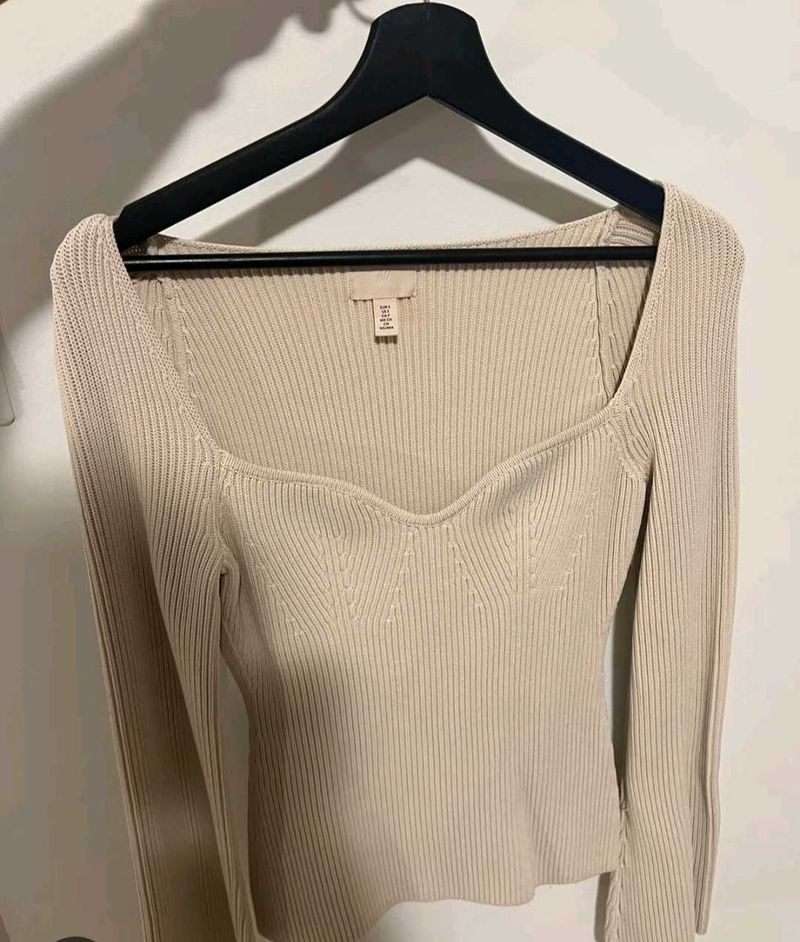 Rib Knit Sweetheart Neck Zara Top