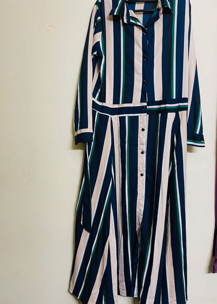Multicolour Striped Long Maxi Dress For Women