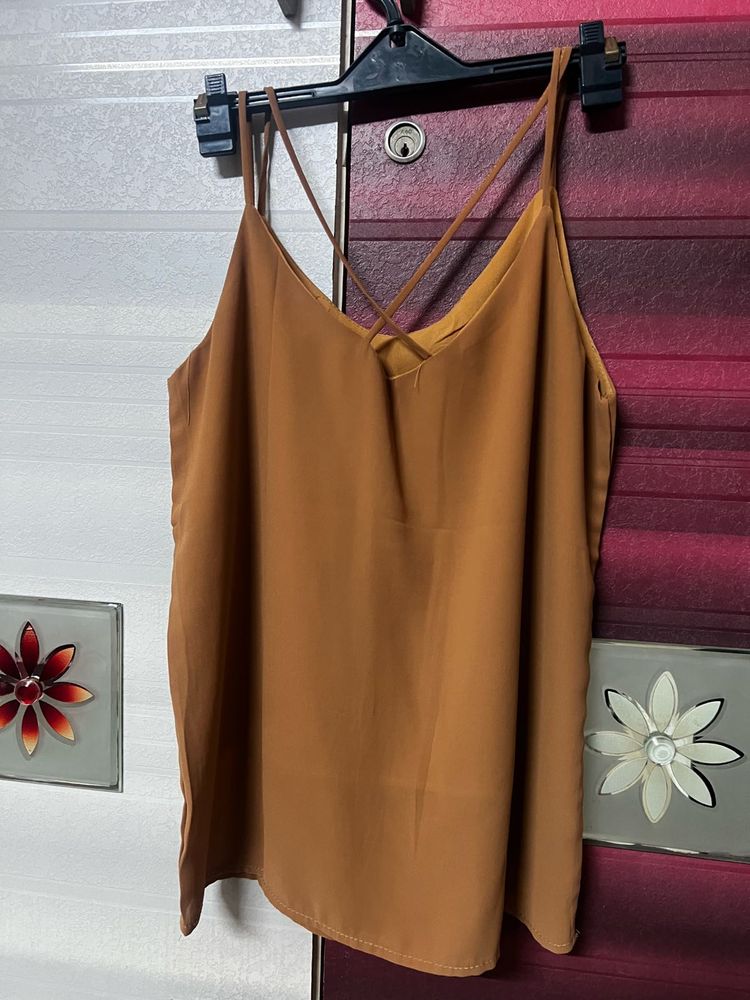 Brown Sleeveless Top