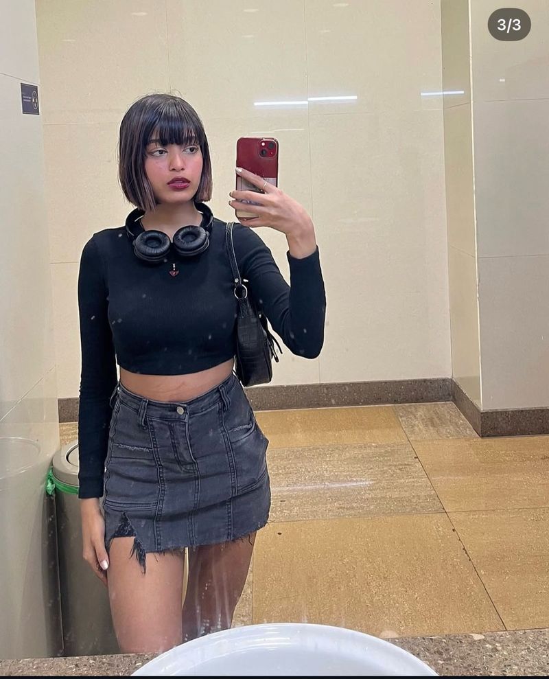 Denim Mini Skirt with inbuilt shorts