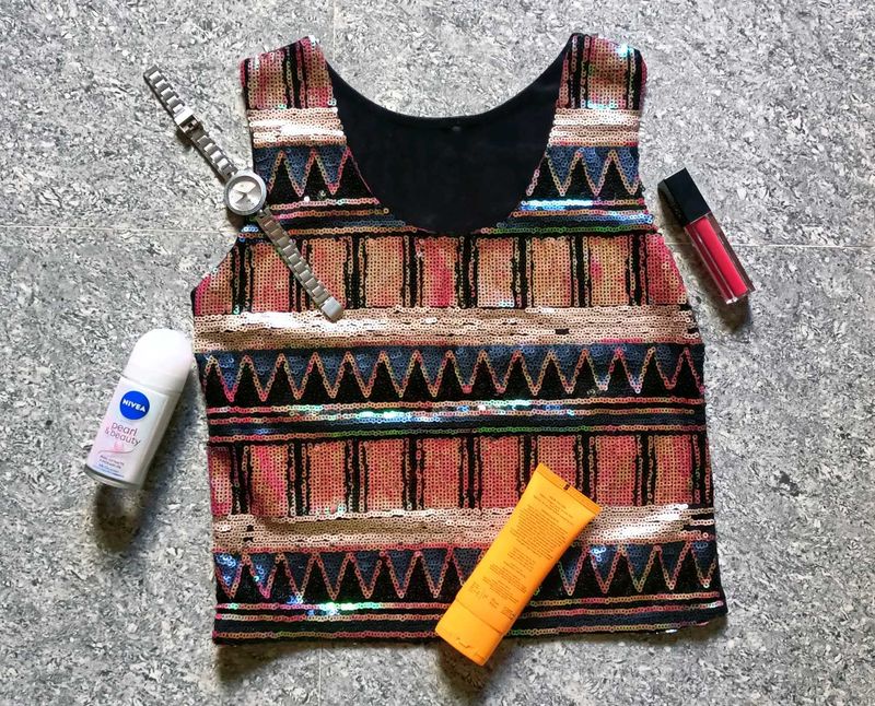 SEQUIN SLEEVELESS TOP FOR WOMEN