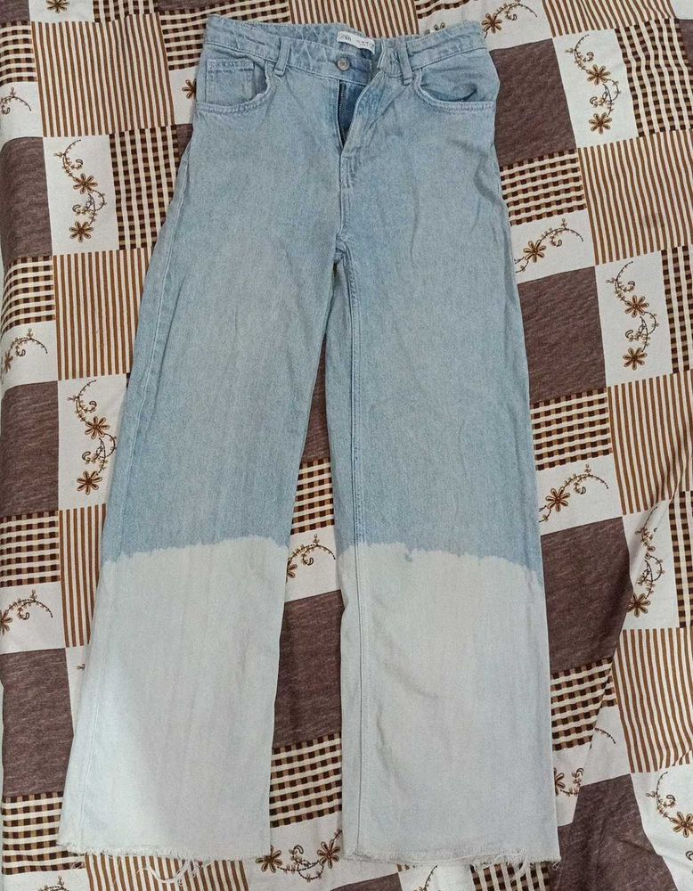 Zara Dip Dye Wide Leg Jeans