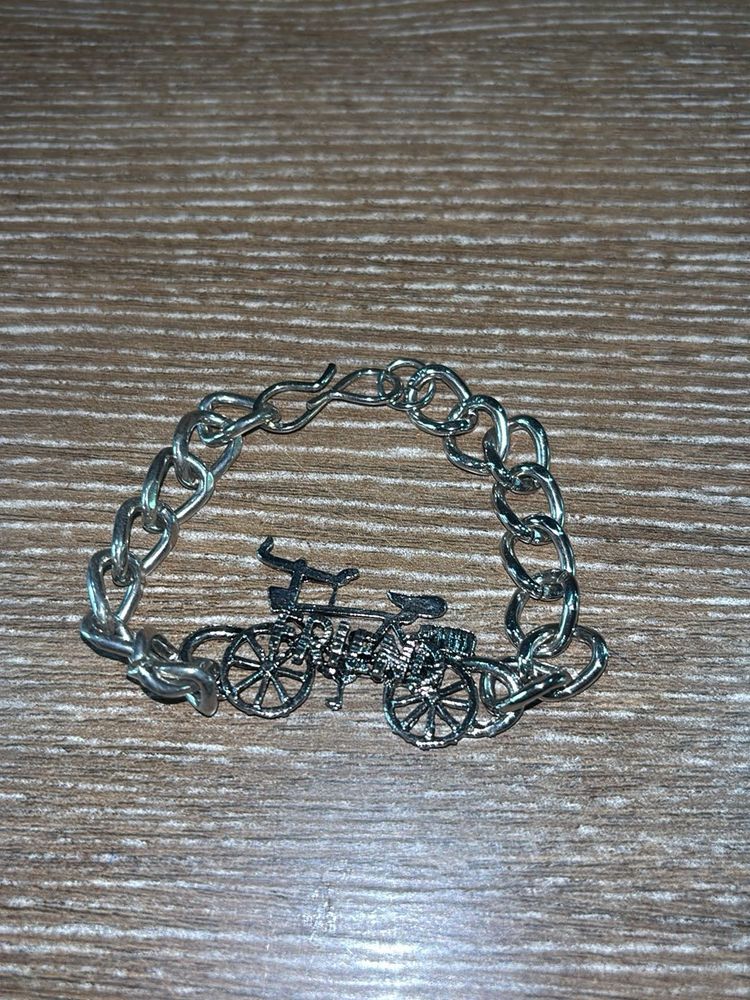 Silver Bike Chain Friendship Band Bracelet