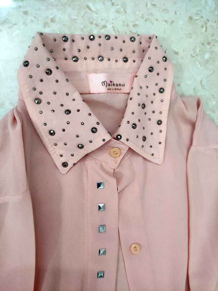 Peach Embellished Top