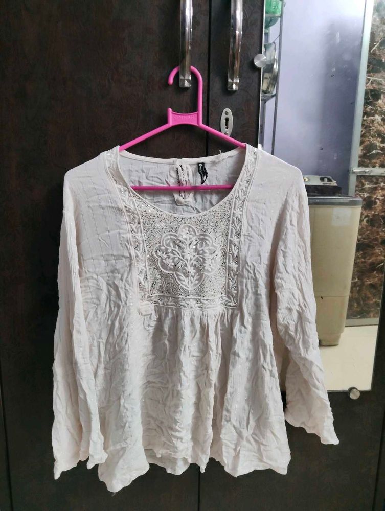 Embroidered White Top