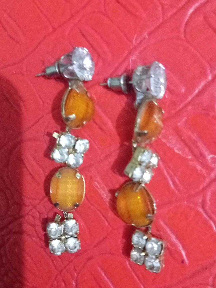 orange beads Elegant Drop Earrings