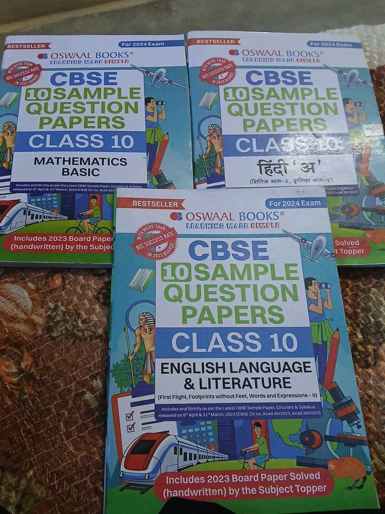 Oswal Class 10 Hindi,English And Maths Basic