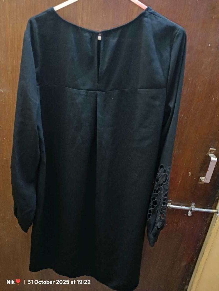 Black Lace Sleeve Dress