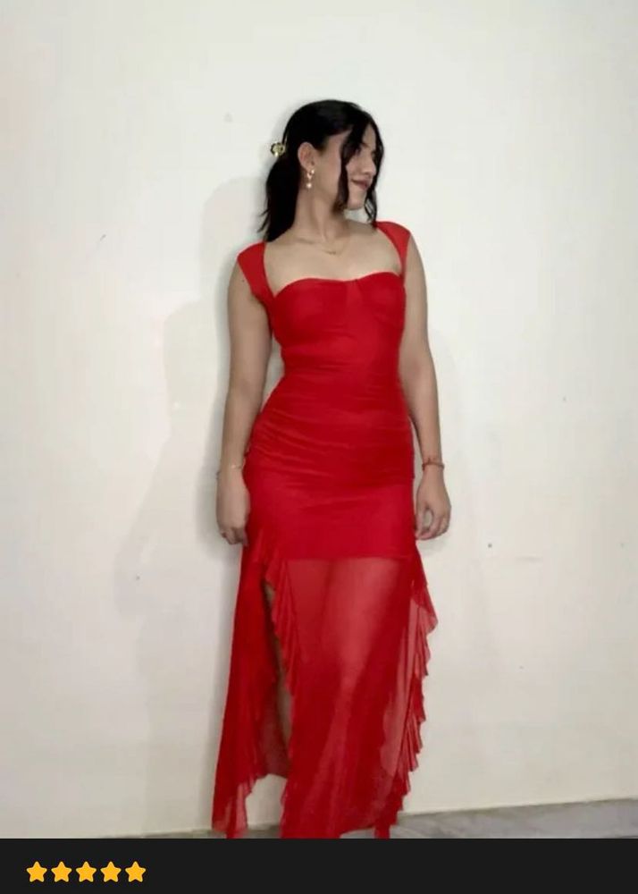 Red Ruffle Maxi Dress