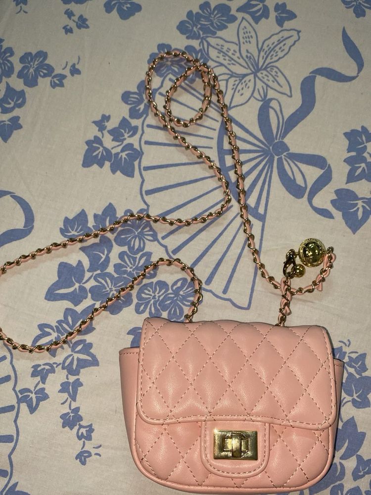 Pink Quilted Crossbody Bag