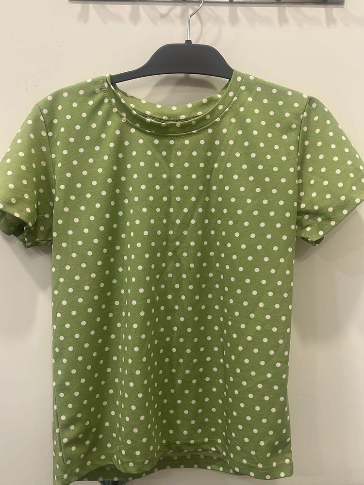 Sea Green Polka Dot Top