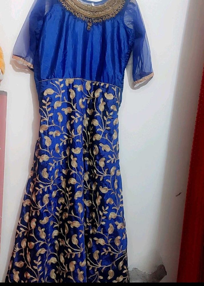 Blue🔵 Partywear Long Gown For 38 Bust