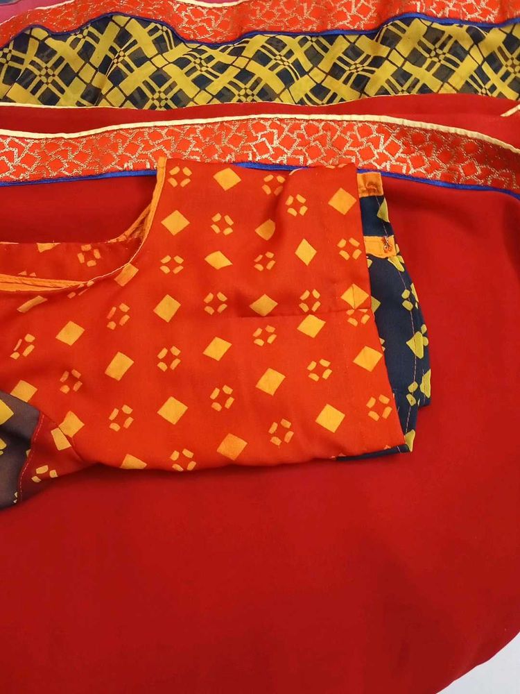 Red Ethnic Saree with Blouse