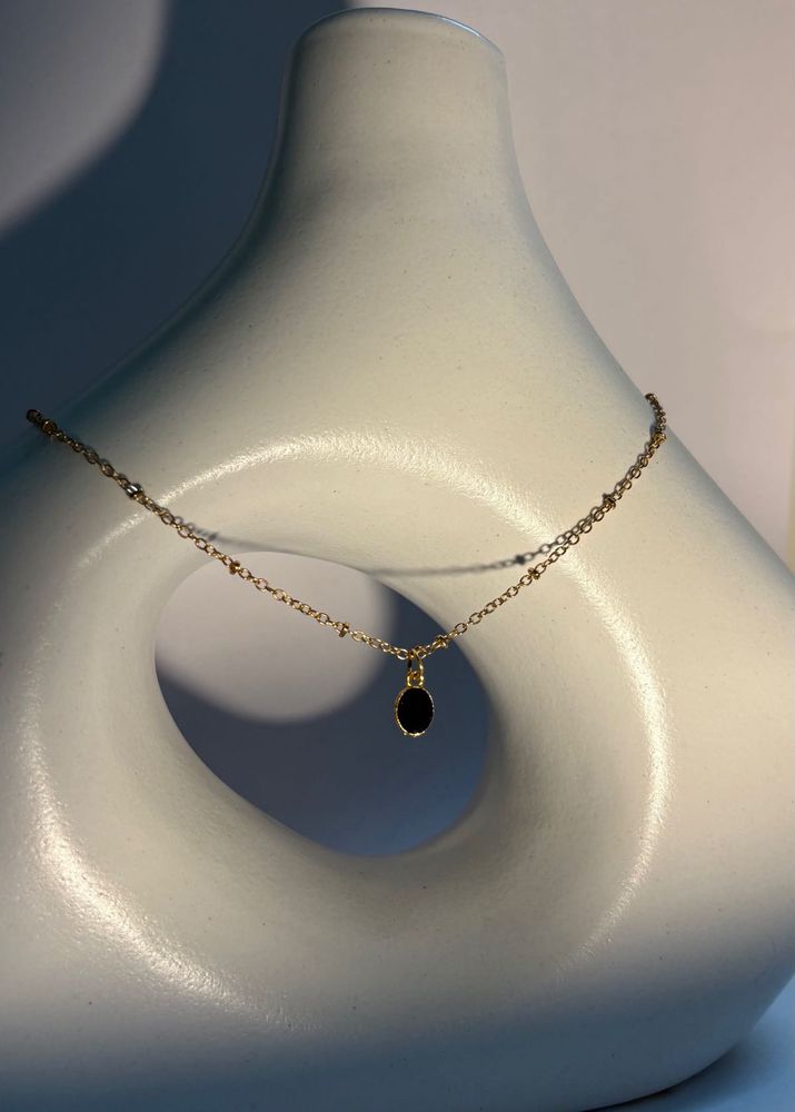 Gold &amp; Black Pendant Necklace