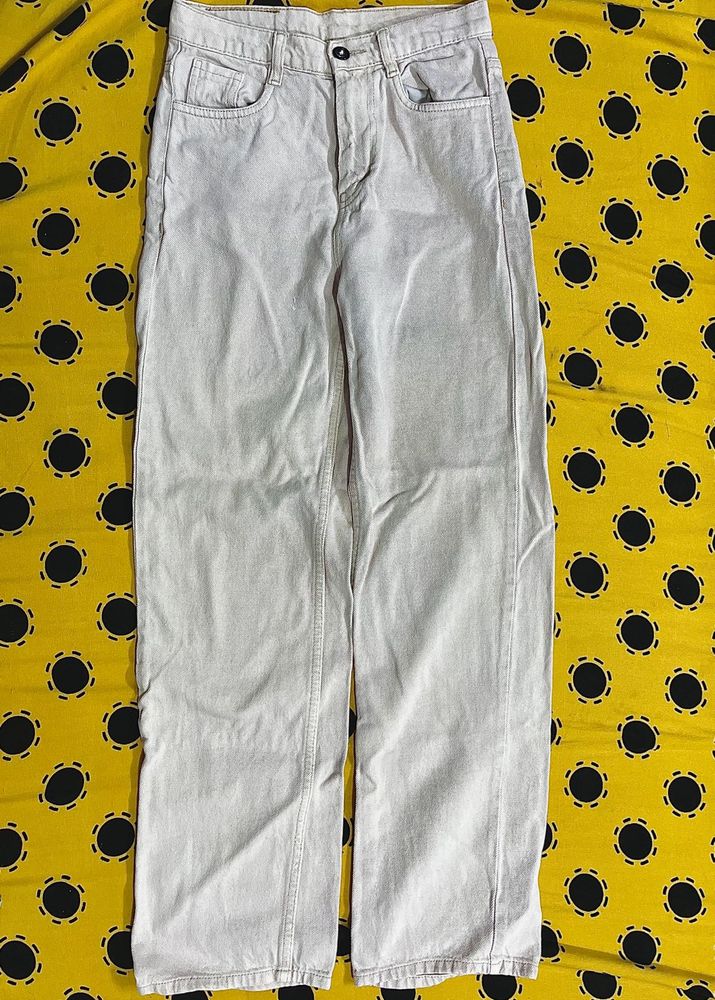 Light Wash Beige Wide Leg Jeans