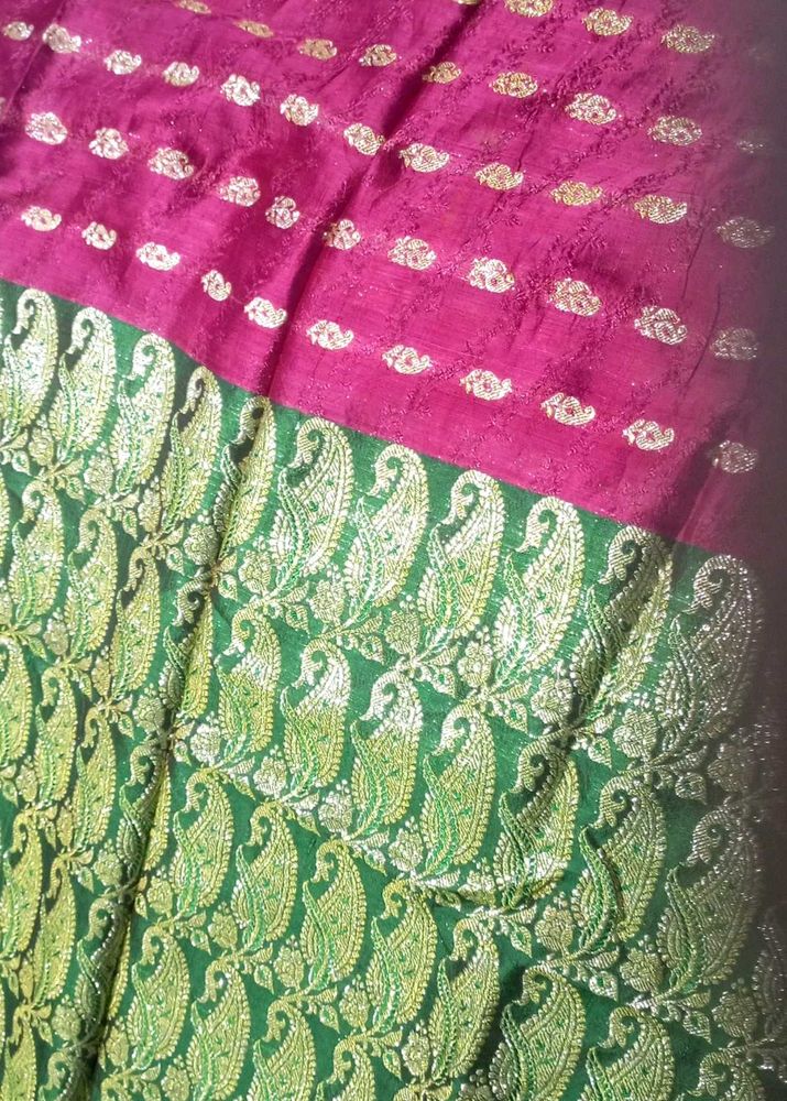 New Pink &amp; Green Banarasi Silk Saree