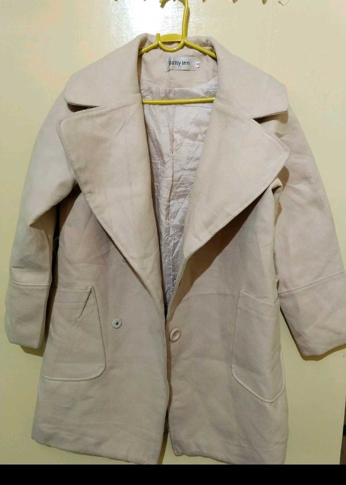 Women Beige Oversized Coat