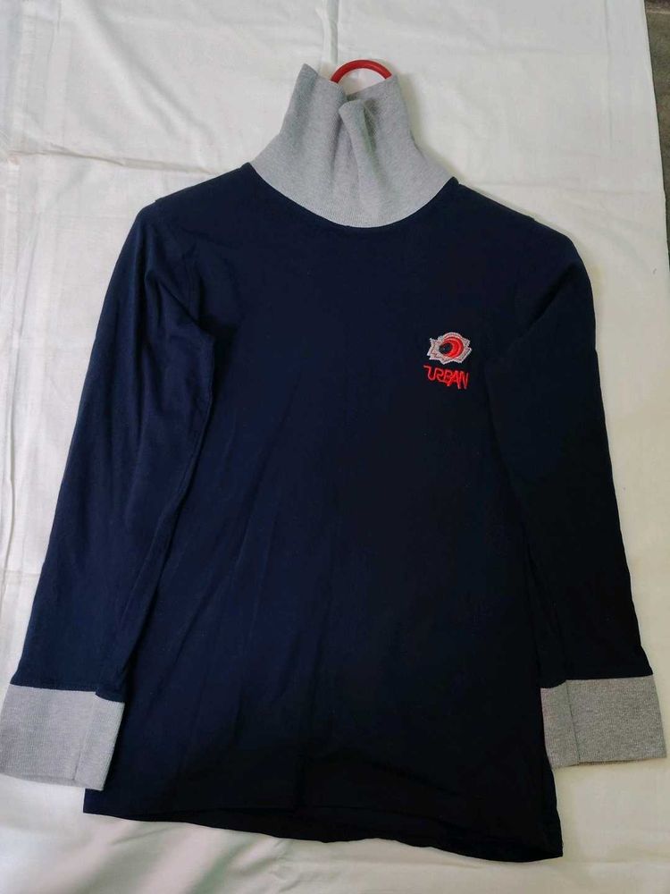 Navy Mock Neck Long Sleeve