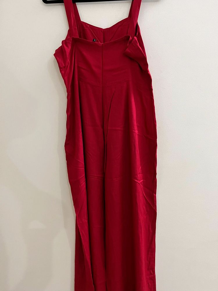 Red Jump Suit With Sleeveless