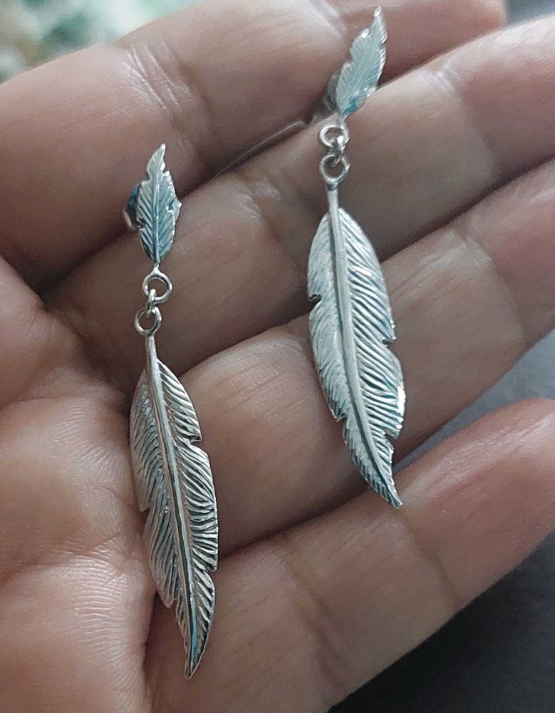 925 silver Leafy affair long earrings