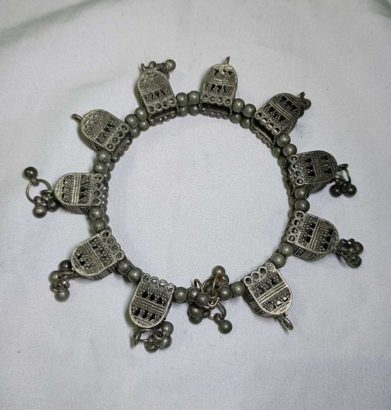 Vintage Silver oxidised ghungroo Bracelet boho