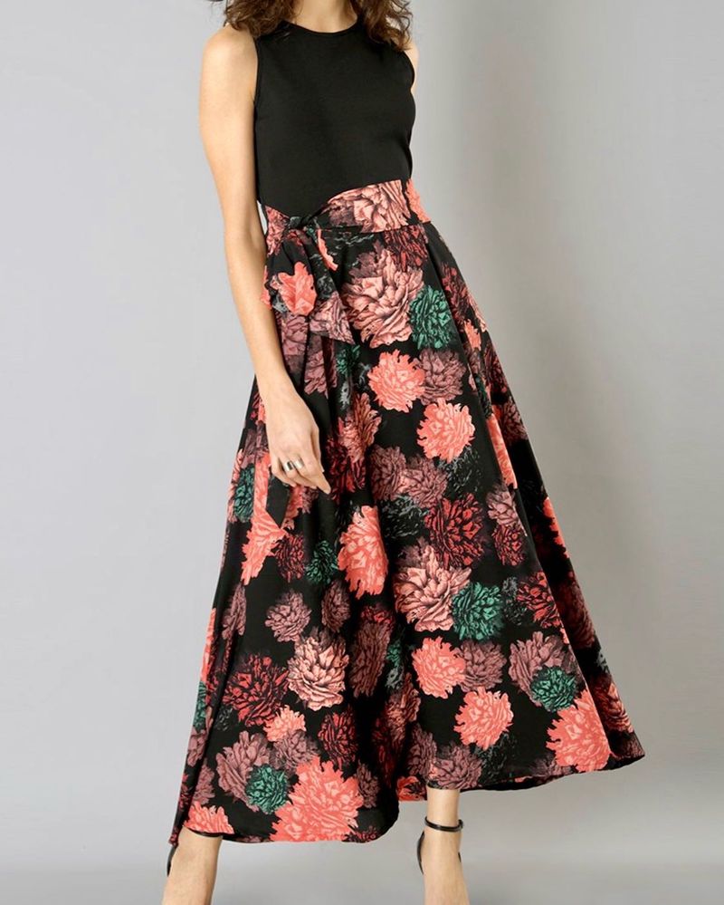 FabAlley Black Printed Maxi Dress