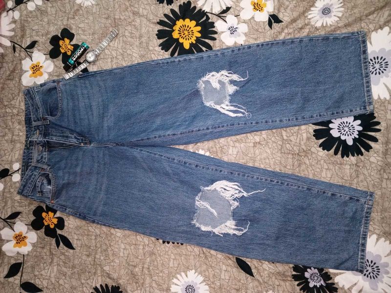 Ripped Wide Leg Jeans