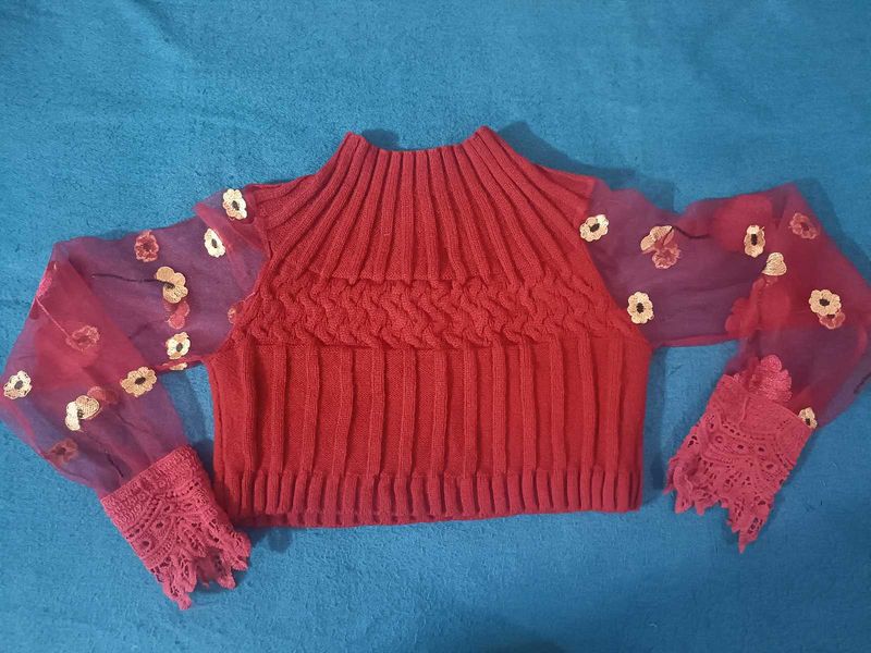 Stretchable Woolen Blouse Or Crop Top