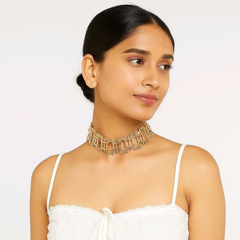 Gold colored Square shaped necklace