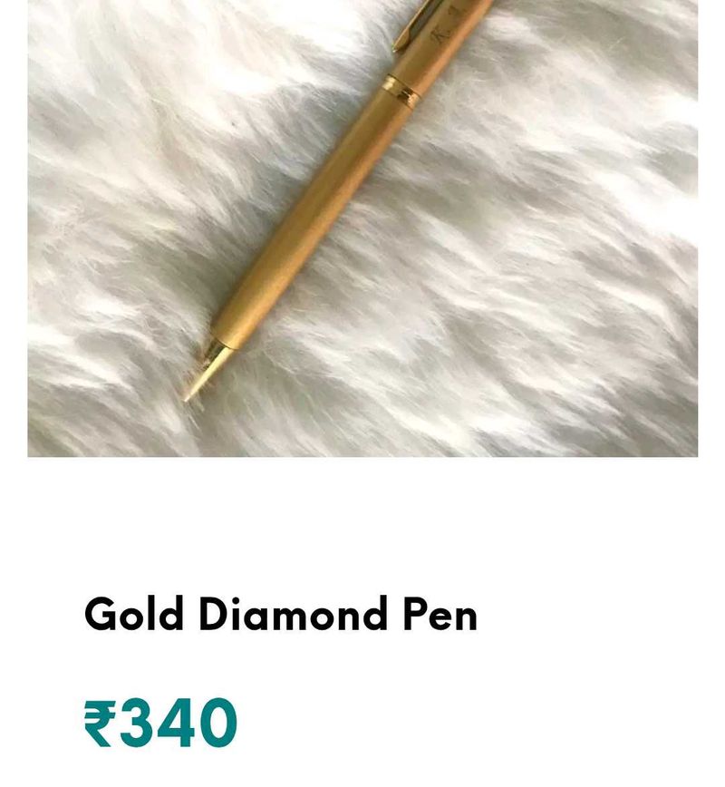 Golden Colour With Gem Ball Pen