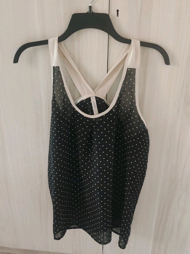 Black Polka Dots Tank Top