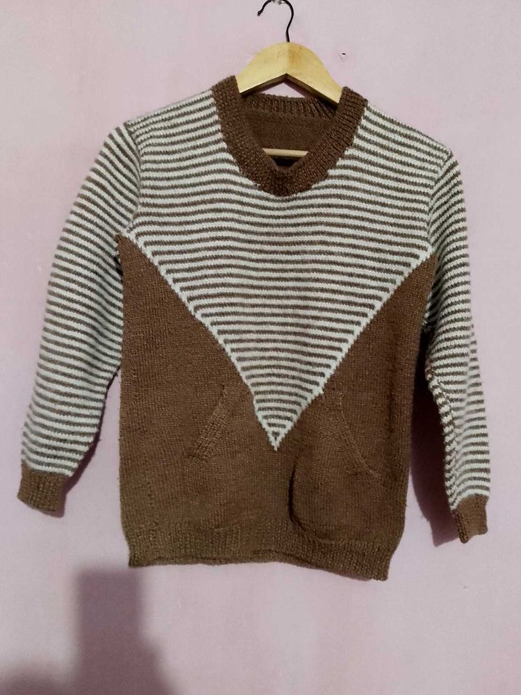Striped Brown Knitted Sweater