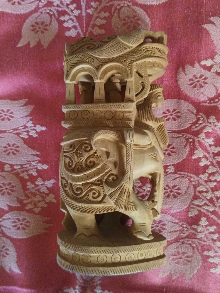 Vintage Hand Carved Elephant Sculpture