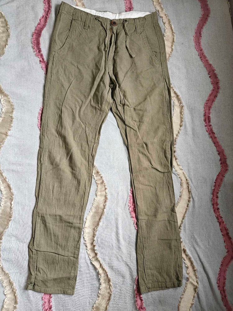 Olive Green Casual Pants