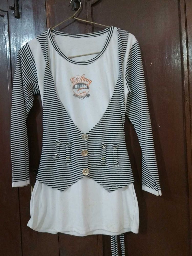 Stripped Top In White Colour