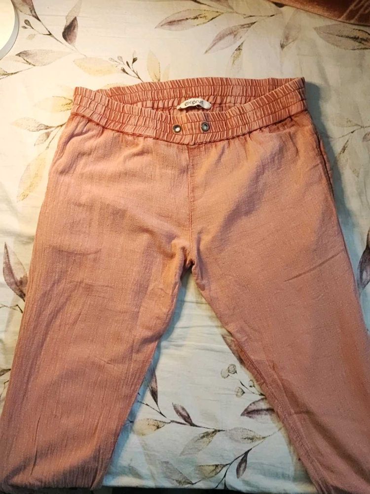Coral Cotton Jogger Pants