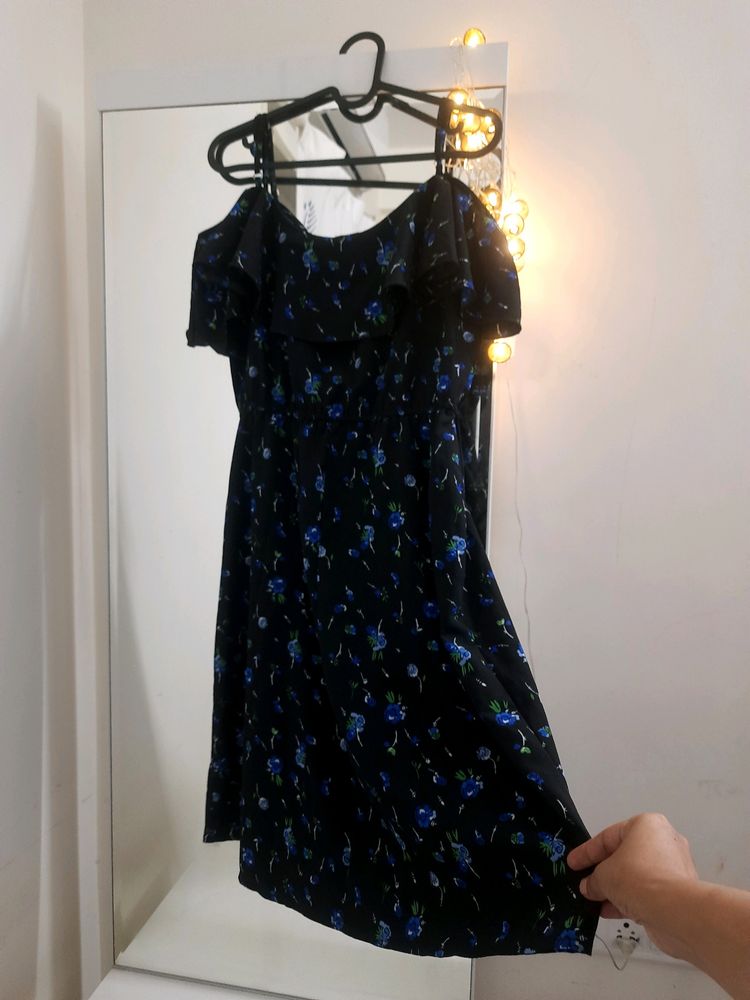 Price Drop : Black Floral Off shoulder Dress