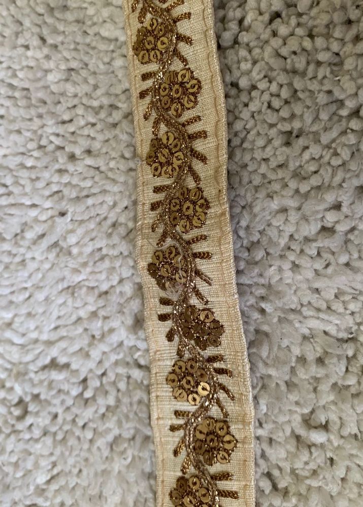 Golden Biege Sequin Designer Lace Border Clearance